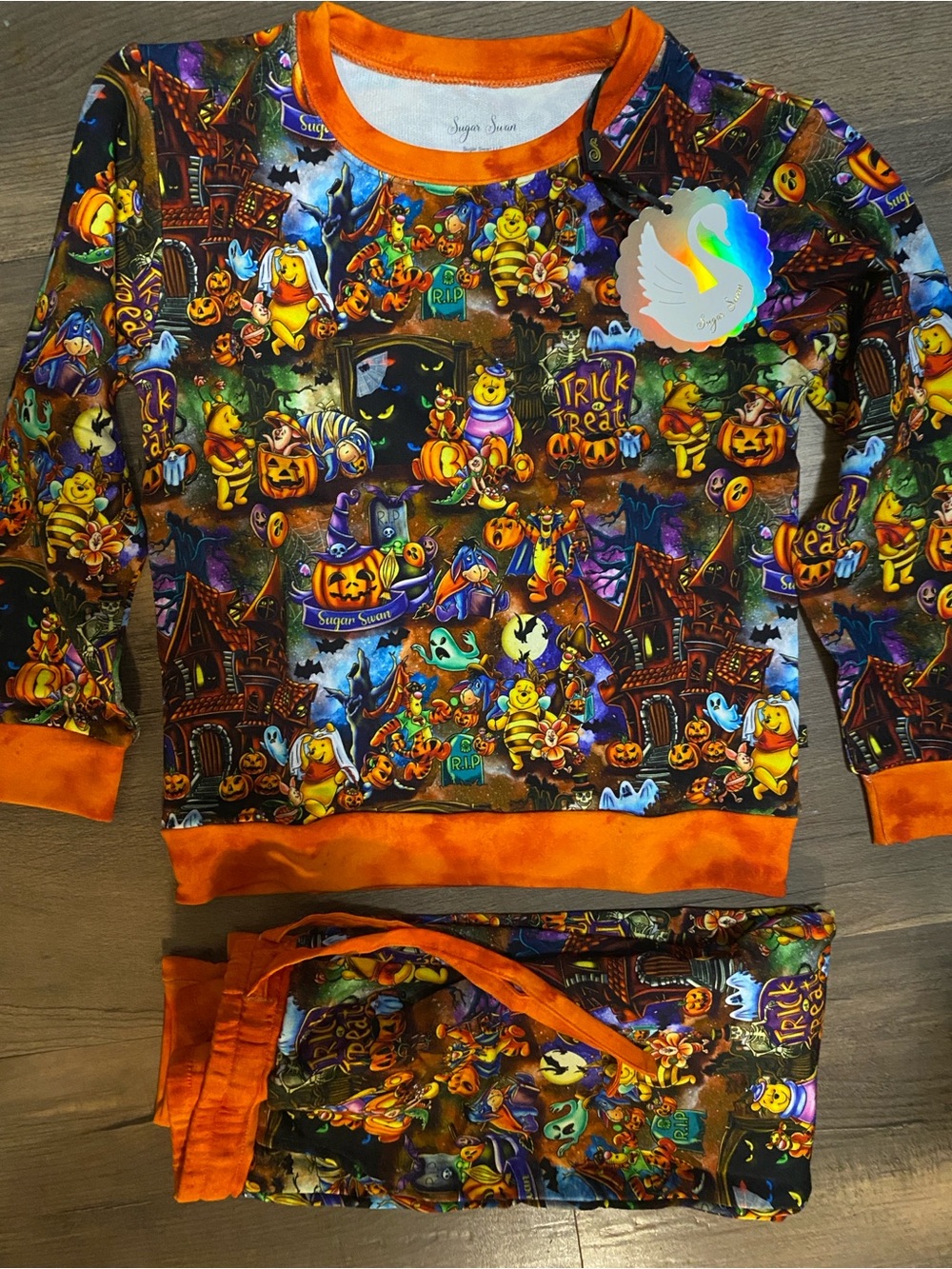 Sugar Swan 7/8 Halloween Pooh bamboo French terry jogger set NWT
